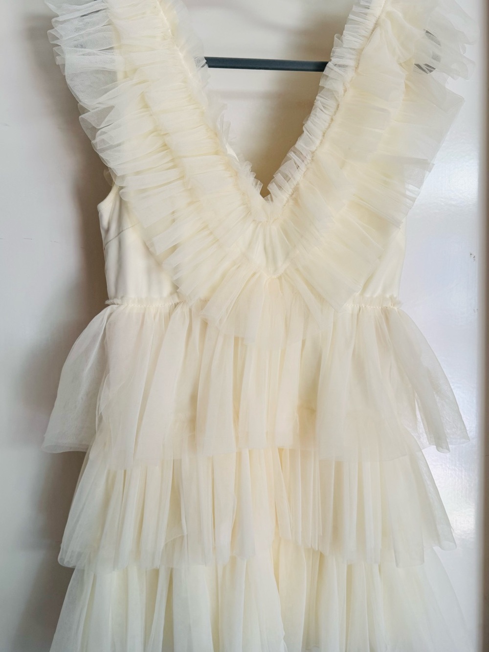 Betsey Johnson Ivory Tiered Ruffle Tulle Dress - White party approved!